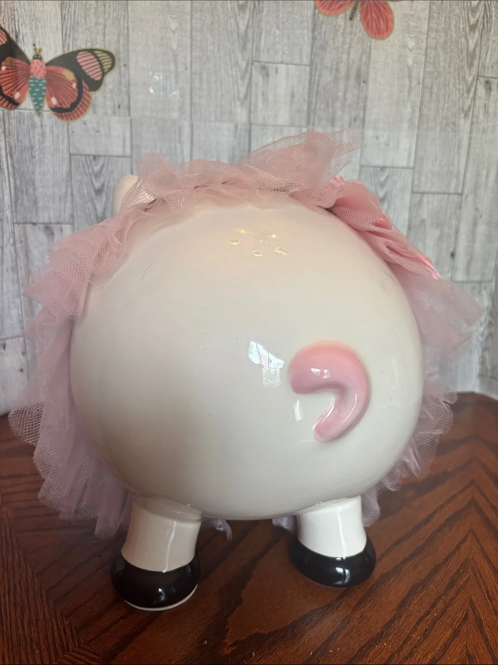 Mud Pie Perfectly Princess Pink & White Ceramic Piggy Bank